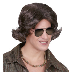 Hnědá pánská paruka disco 70´s